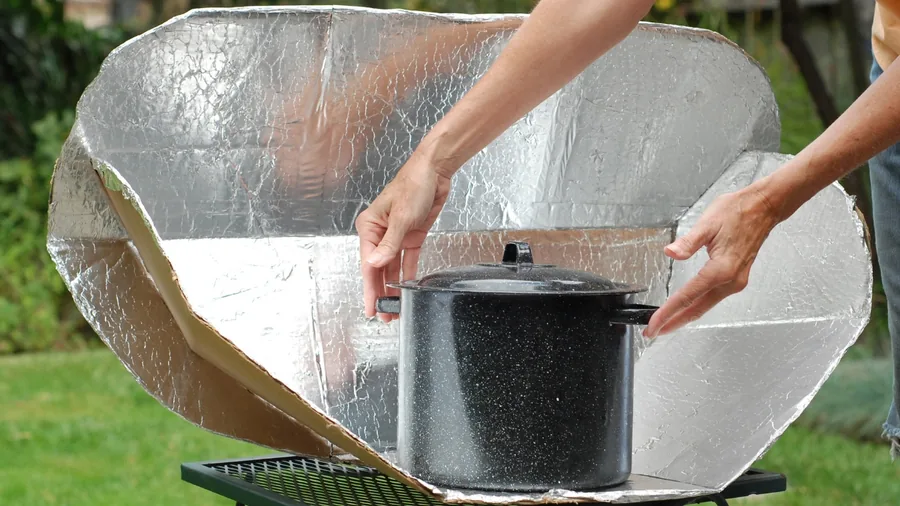 Solar cooker outdoors